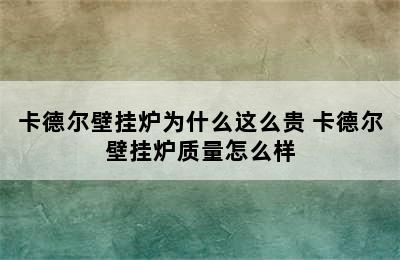 卡德尔壁挂炉为什么这么贵 卡德尔壁挂炉质量怎么样